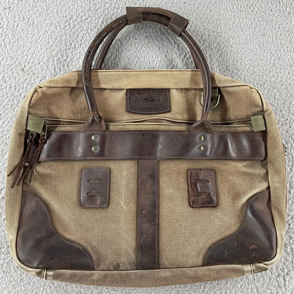 Vintage Dunns Canvas And Leather Suitcase Luggage Travel Made‎ USA *Flaws